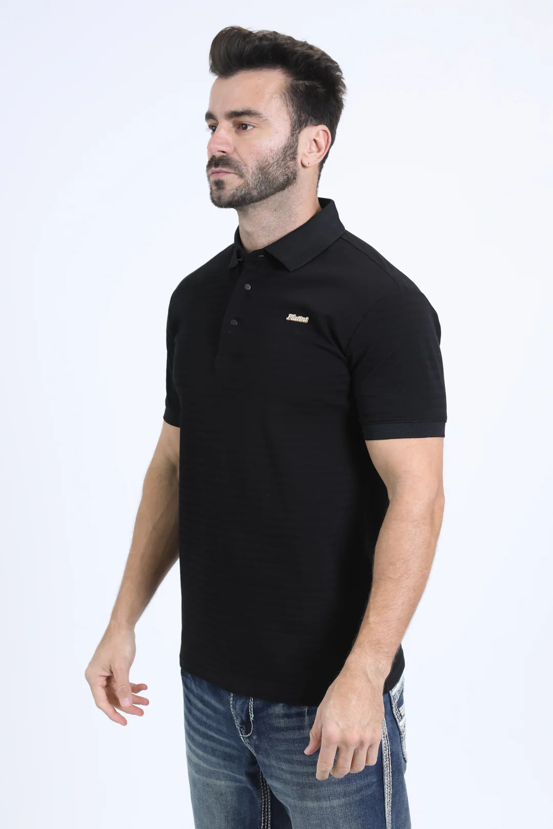 Platini Men’s Modern Fit Stretch Cotton Black Polo