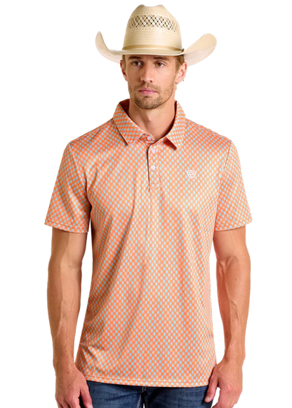 Rock&Roll Men’s Orange Geo Printed Polo
