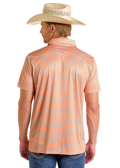 Rock&Roll Men’s Orange Geo Printed Polo