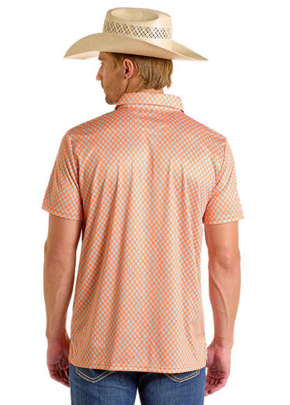 Rock&Roll Men’s Orange Geo Printed Polo