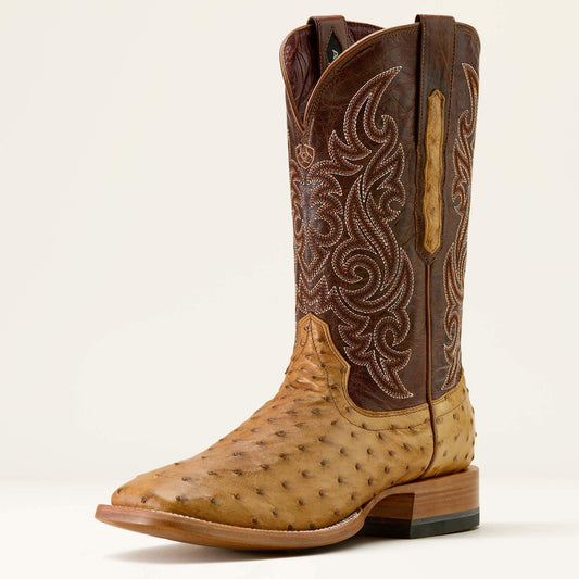 Ariat Men’s Tan Full Quill Ostrich Hickory Smoke Boots