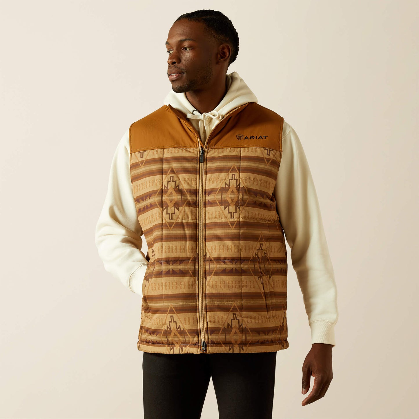 Ariat Men’s Crius Insulated Tonal Serape Almond Khaki Vest 10062900