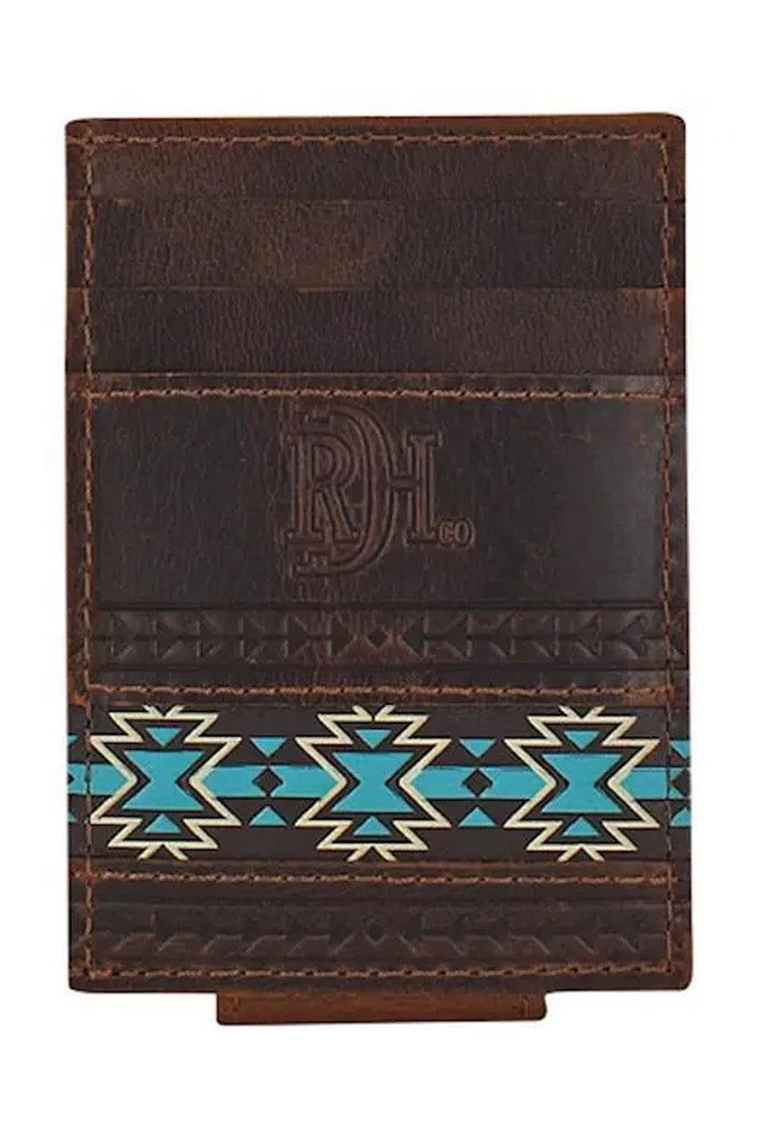 Red Dirt Hat Co Card Case W/Magnet Clip Brn W/Southwestern Designs