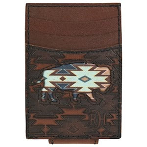 Red Dirt Hat Co Card Case W/Magnetic Clip Southwest Buffalo Inlay