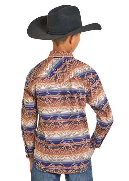 Rock&Roll boy’s Multi Aztec LS Snap Shirt