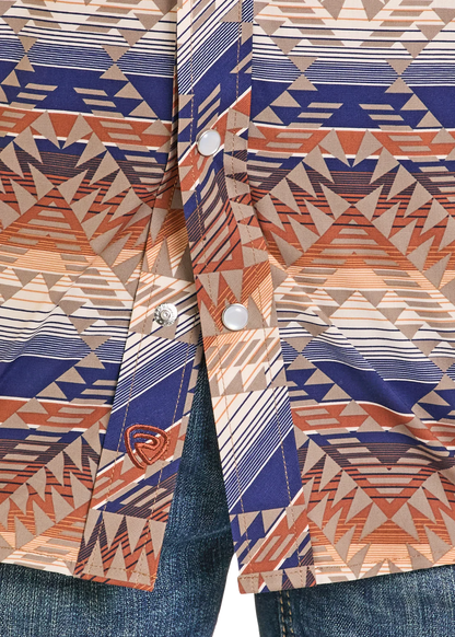 Rock&Roll boy’s Multi Aztec LS Snap Shirt