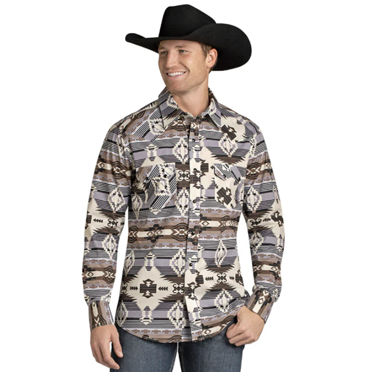 Rock & Roll Aztec Print LS Snap Shirt BMN2S07158
