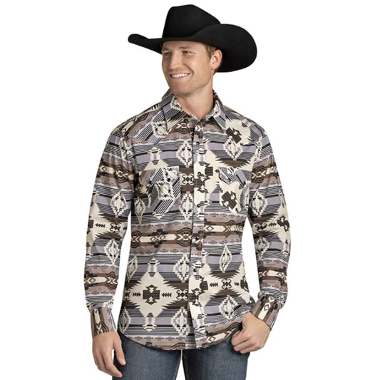 Rock & Roll Aztec Print LS Snap Shirt BMN2S07158