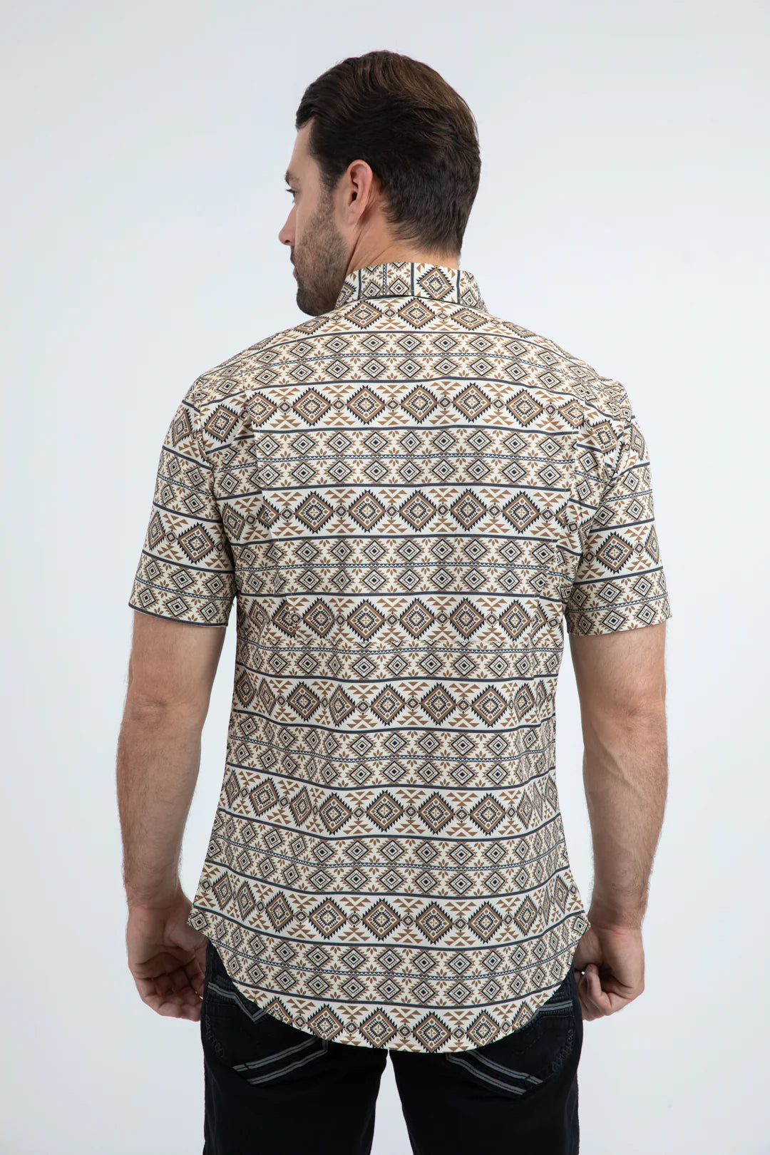 Platini Men's Performance Western SS Beige Shirt PGW11139