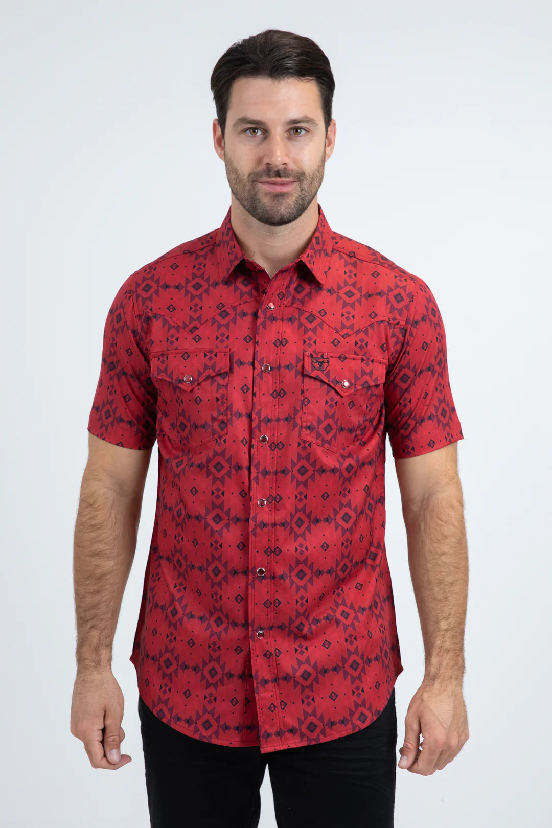 Platini Men's Performance Western SS Red Shirt PGW11141