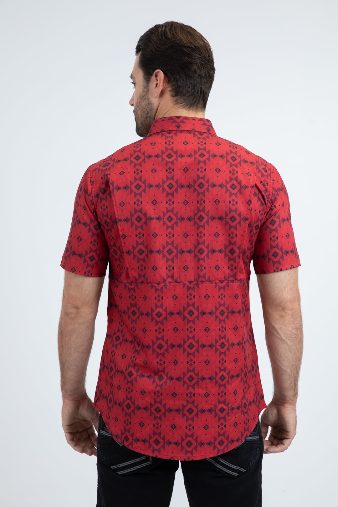 Platini Men's Performance Western SS Red Shirt PGW11141