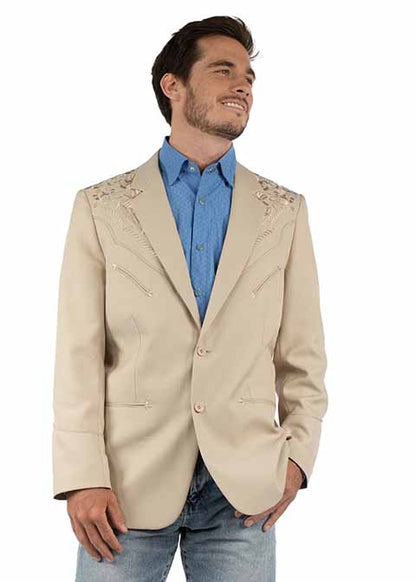 Scully Floral embroidered button front blazer