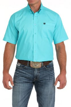 Cinch Men’s Solid SS Western Shirt Turquoise