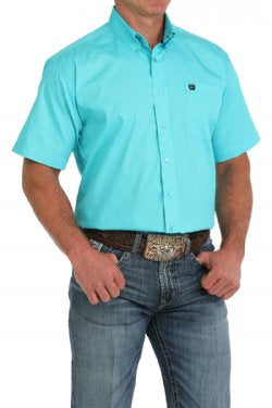 Cinch Men’s Solid SS Western Shirt Turquoise