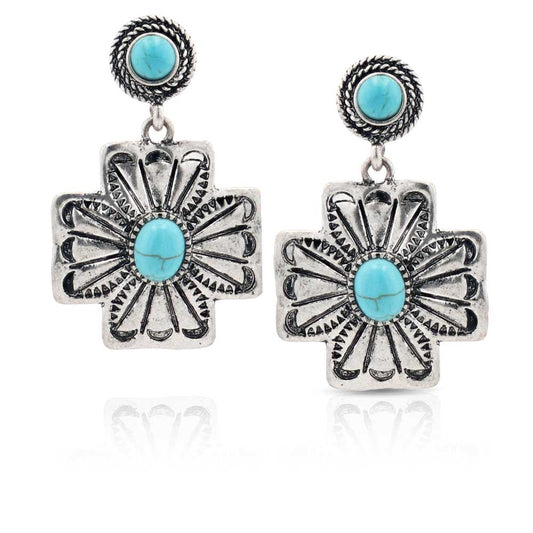 Montana Silversmiths Petaled Turquoise Attitude Earrings