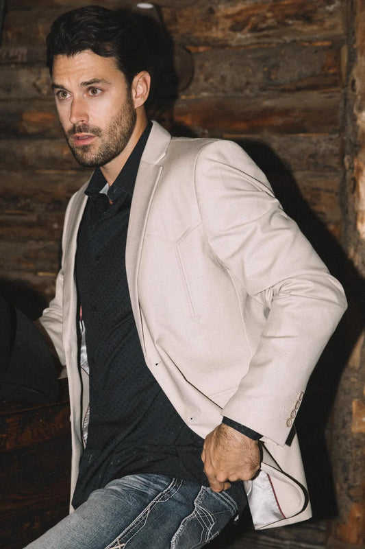 Platini Men's Double Button Western Beige Blazer BLW10523