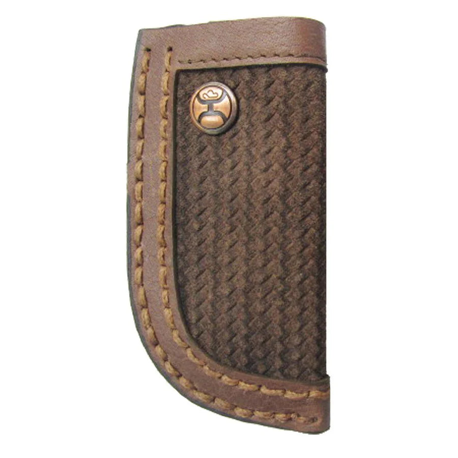 Hooey Classic Roughout Knife Sheath Brown W/ Basket Weave