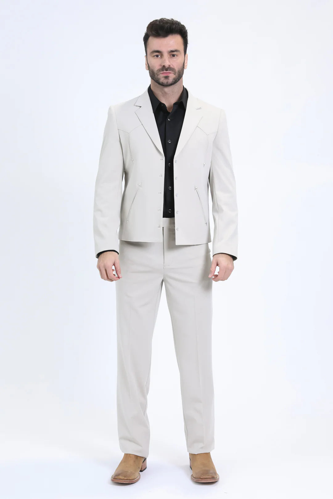 Platini Men's Western Sport White Suit WSS10772