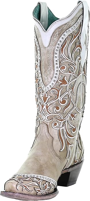 Corral Cowgirl White Overlay Boots