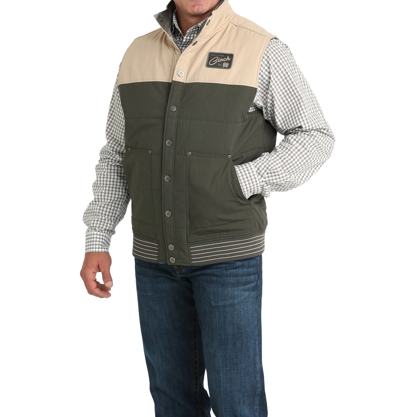 Cinch Western Vest Mens Reversible Canvas Quilted Olive MWV1910002