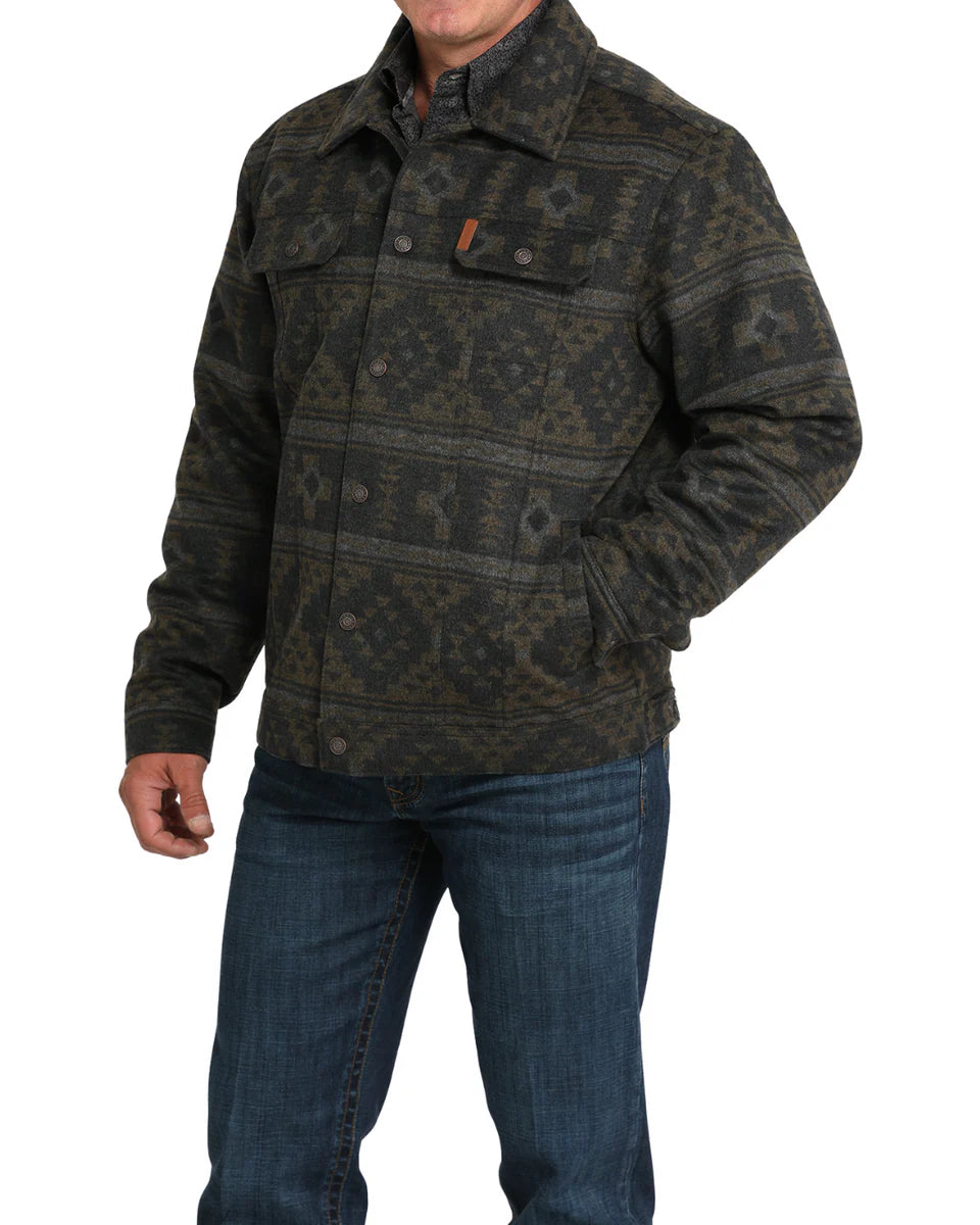 Cinch Western Jacket Mens Print Trucker Snap Charcoal MWJ1921003