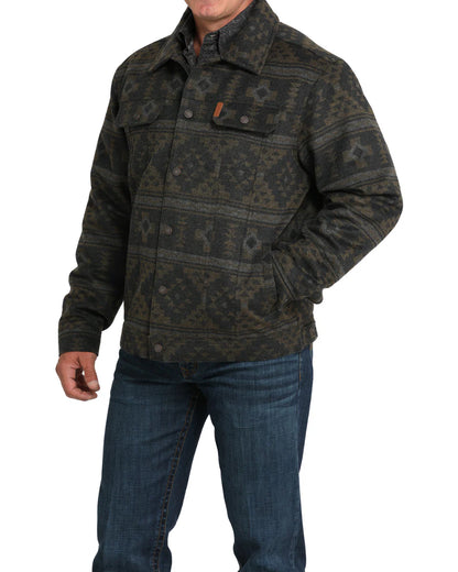 Cinch Western Jacket Mens Print Trucker Snap Charcoal MWJ1921003