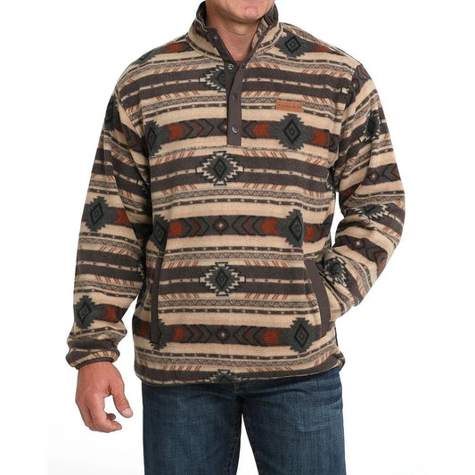 Cinch Men's Brown Aztec Fleece Pull Over MWK1514027
