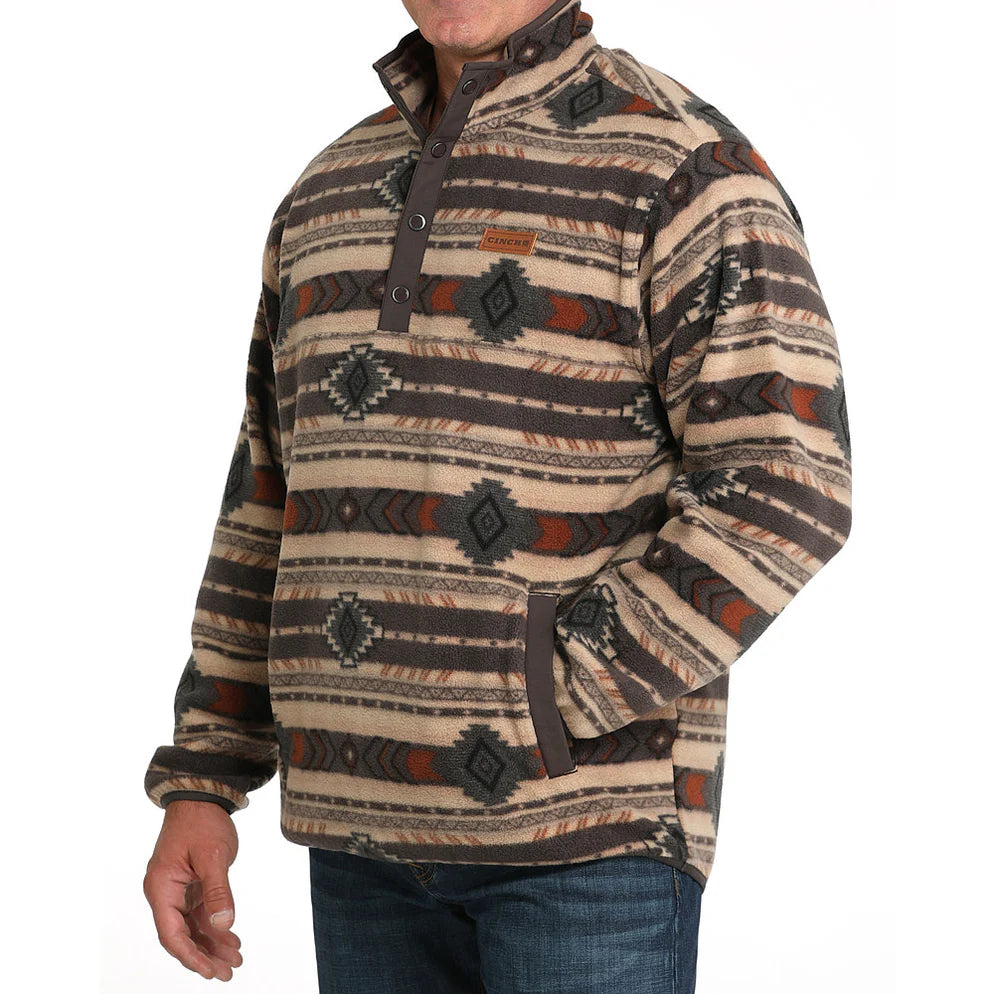Cinch Men's Brown Aztec Fleece Pull Over MWK1514027