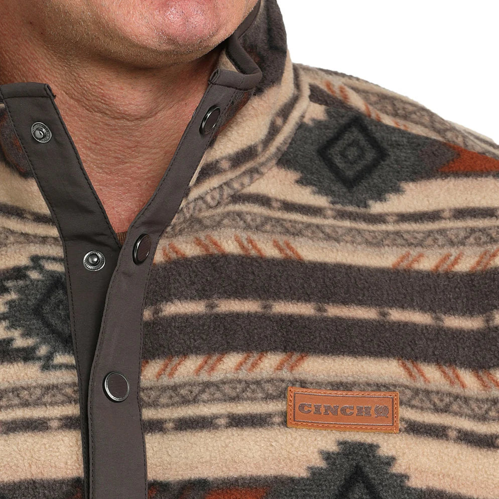 Cinch Men's Brown Aztec Fleece Pull Over MWK1514027