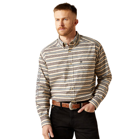 Ariat Team Peter Classic Khaki/White Mens Shirt 10065814