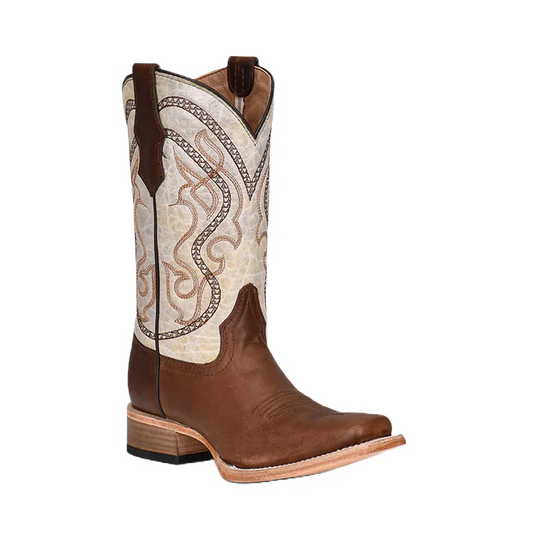 Circle G Youth Brown/Aqua Embroidery Sq. Toe