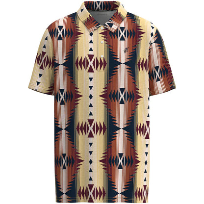 Hooey The Weekender Tan/Red Aztec Polo HP034TNAZ