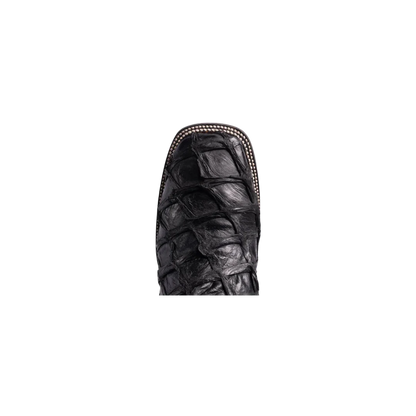 Cuadra Men’s Black Glazed Fish Pirarucu Laser & Woven Boot CU787
