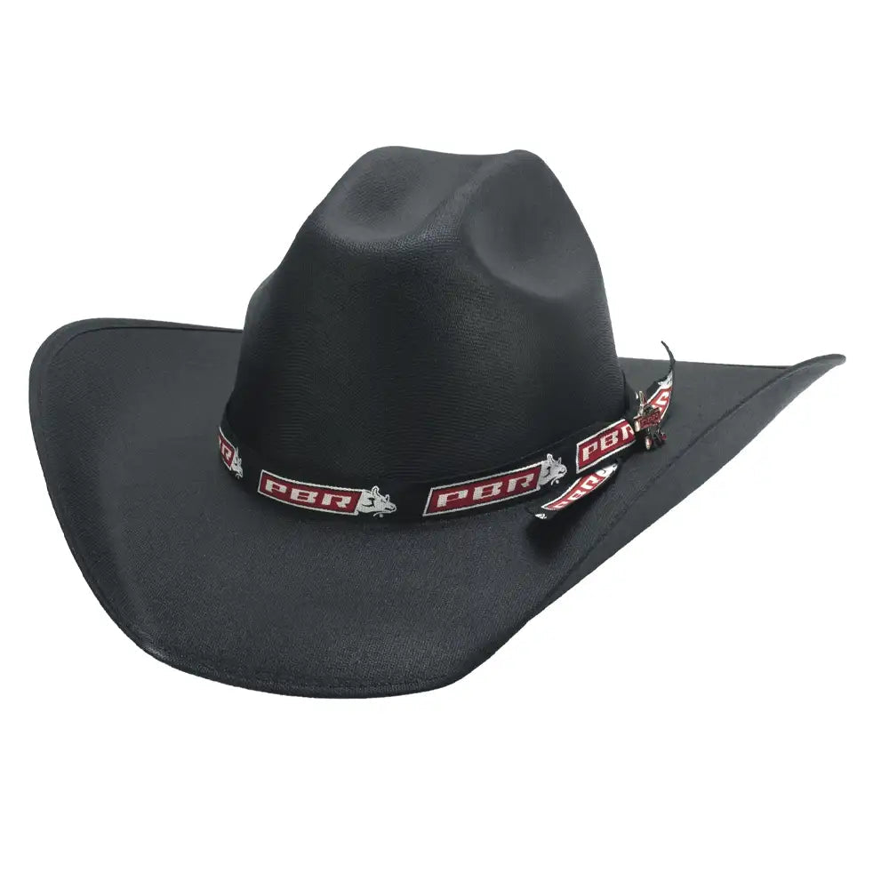 Bullhide PBR Committed To Win Linen Straw Cowboy Hat Black 5032