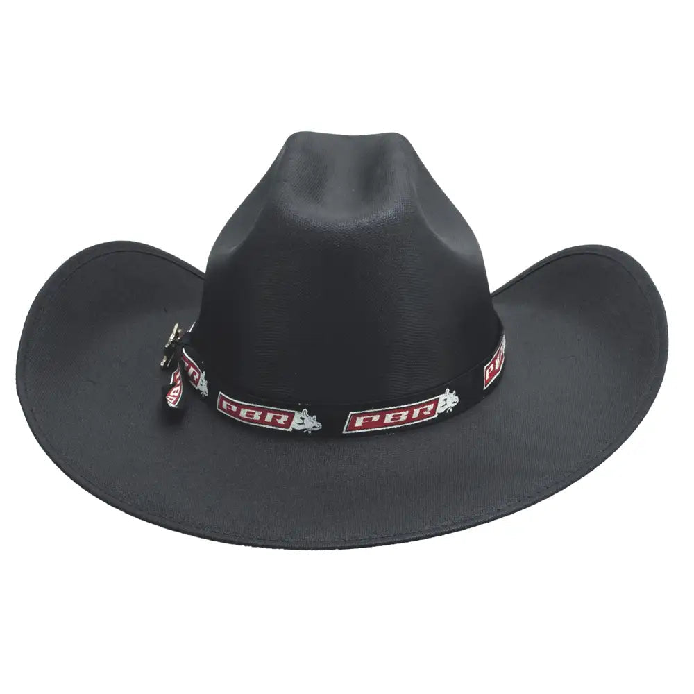 Bullhide PBR Committed To Win Linen Straw Cowboy Hat Black 5032