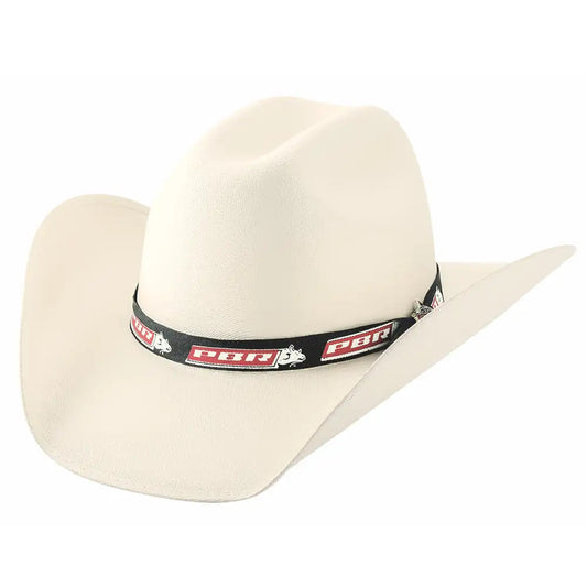 Bullhide PBR Committed To Win Linen Straw Cowboy Hat White 5032