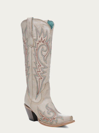 Corral Women’s Blue And Red Embroidery Bone Snip Toe Cowboy Boot Z5371