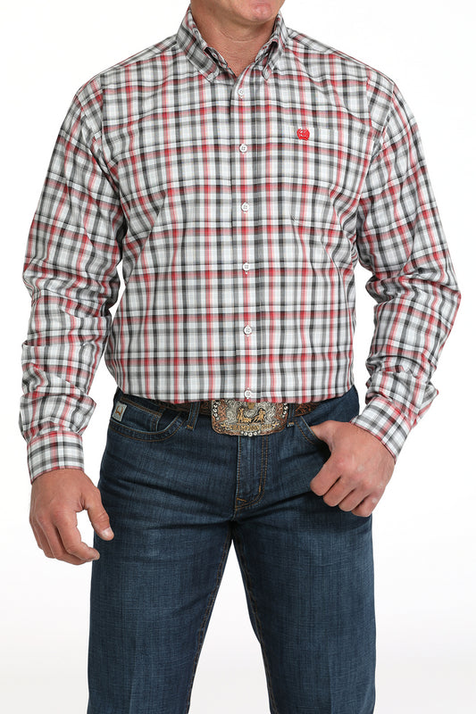 CINCH RED WHITE PLAID PRINT - MENS SHIRT