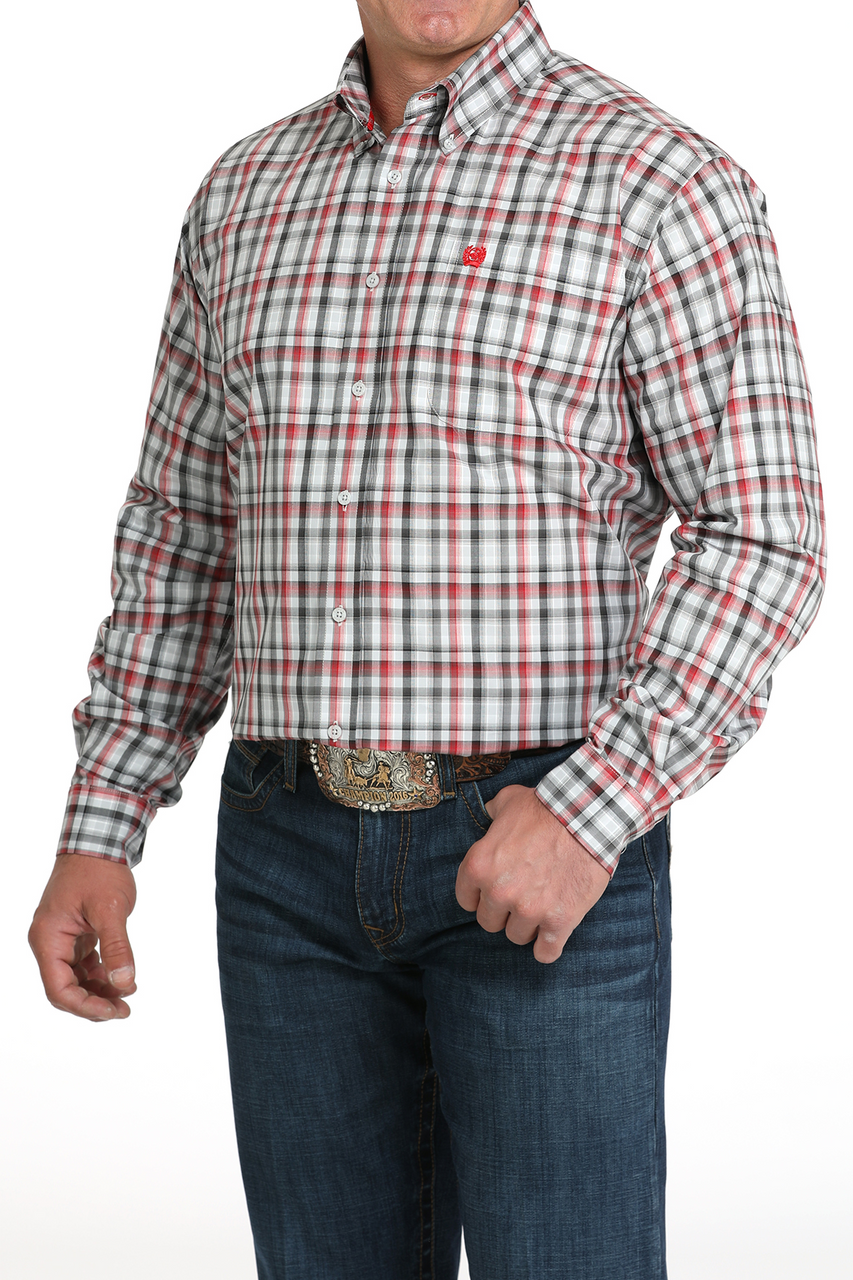 CINCH RED WHITE PLAID PRINT - MENS SHIRT