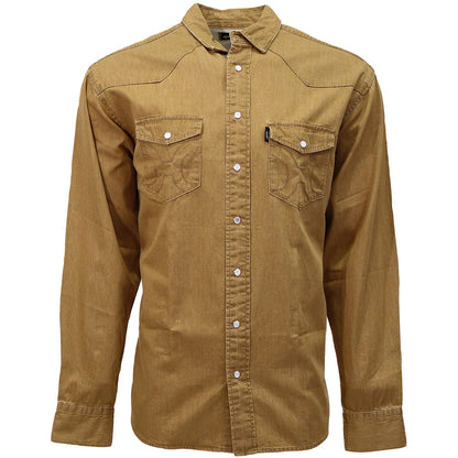 HOOEY "DEL DENIM" CHAMBRAY LONG SLEEVE SHIRT WASHED TAN