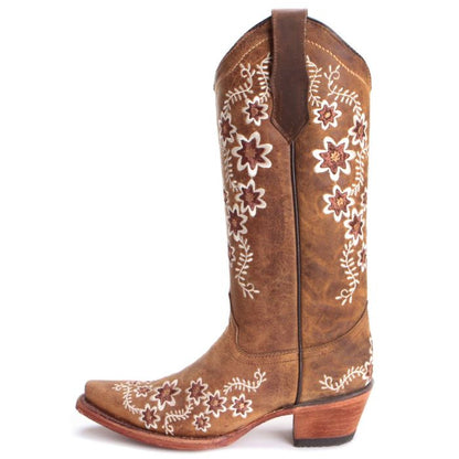 Circle G Womens Floral Embroidered Snip Toe Cowboy Boots