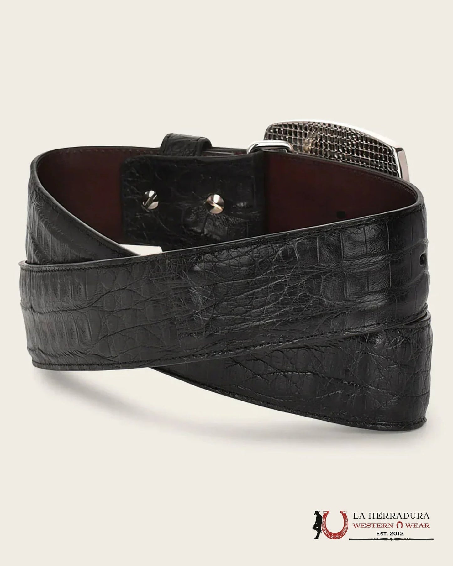 Cuadra Belt Caiman Lomo Belly Complete Black BC309