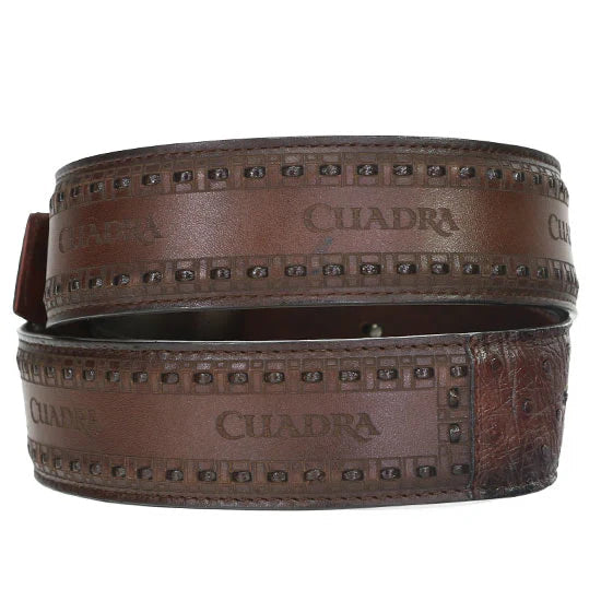 Cuadra Mens Genuine Ostrich Leather Belt BC278