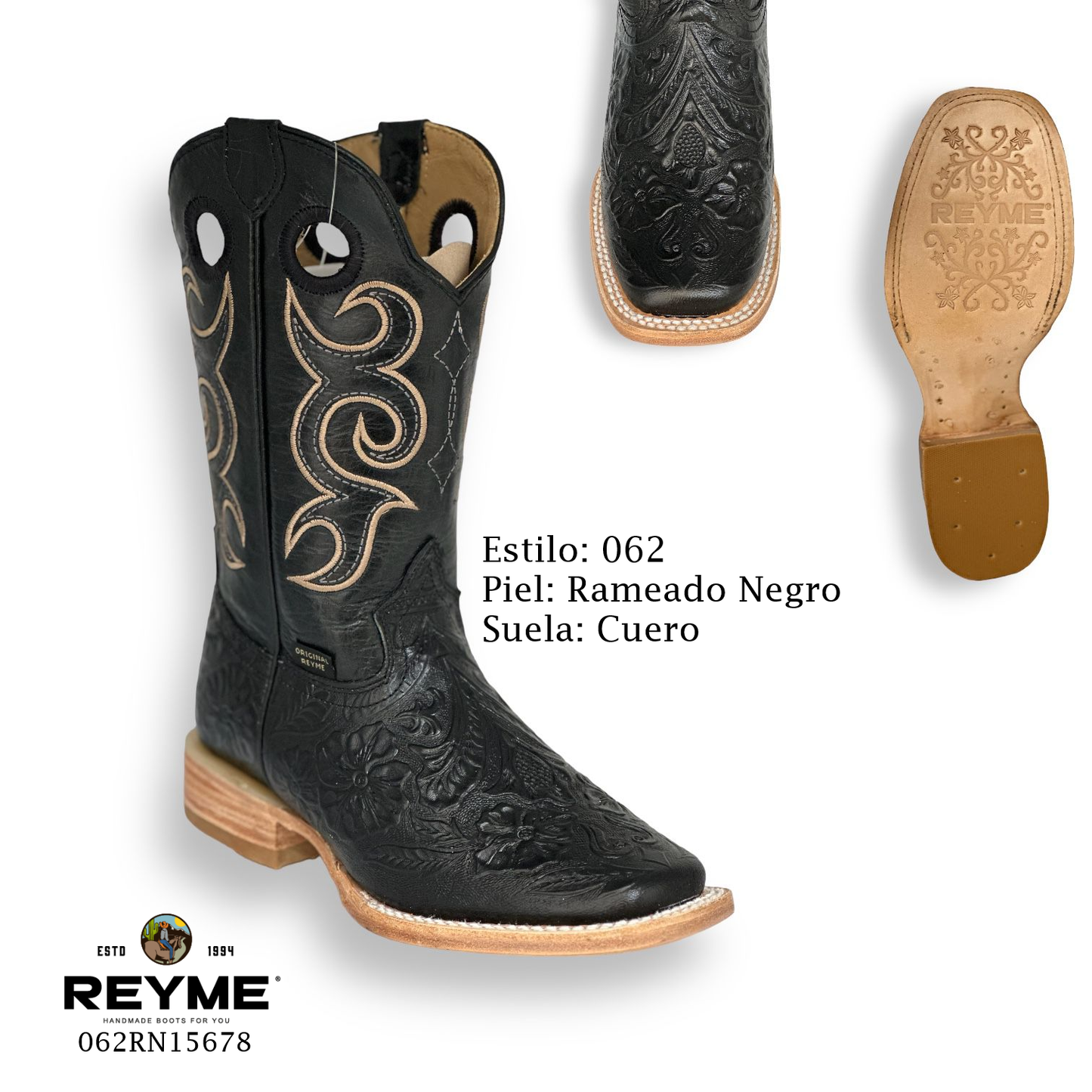 Reyme Boots Rameado Negro Cuero