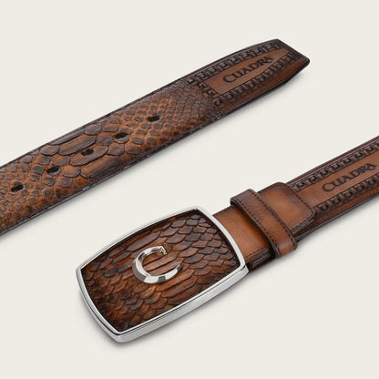 Cuadra Men’s Honey Engraved Python Leather Western Belt BC200