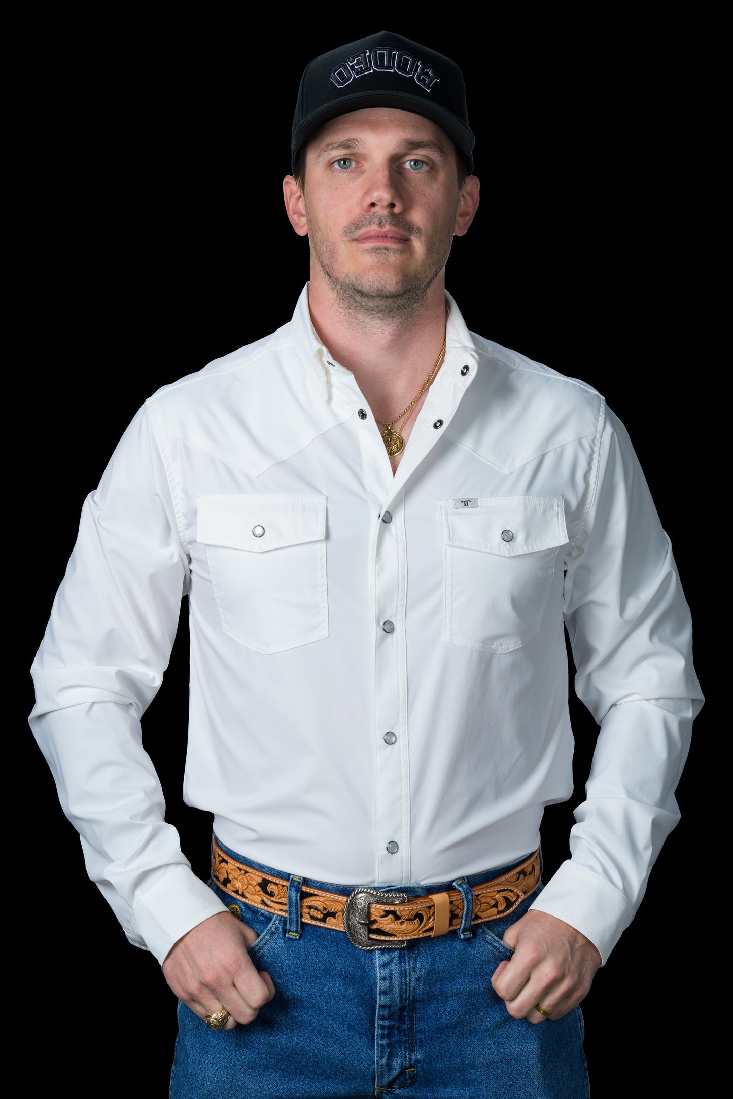 Ferrel CORE Mens White LS Snap Shirt