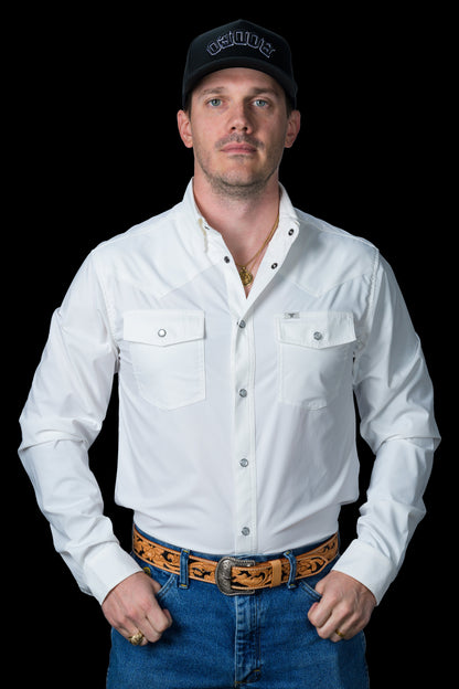 Ferrel CORE Mens White LS Snap Shirt