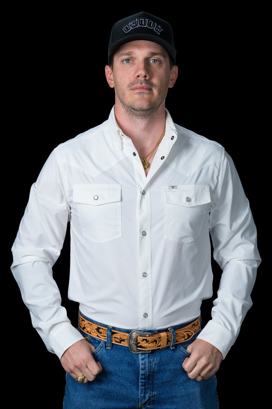 Ferrel CORE Mens White LS Snap Shirt
