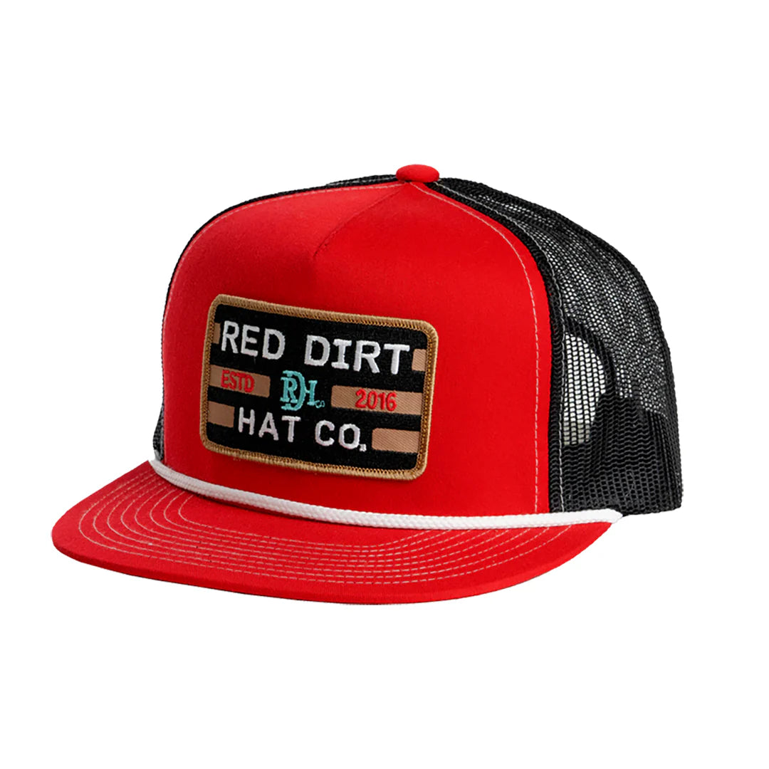 Red Dirt Hat Company Big Britches Red/Black White Rope Cap