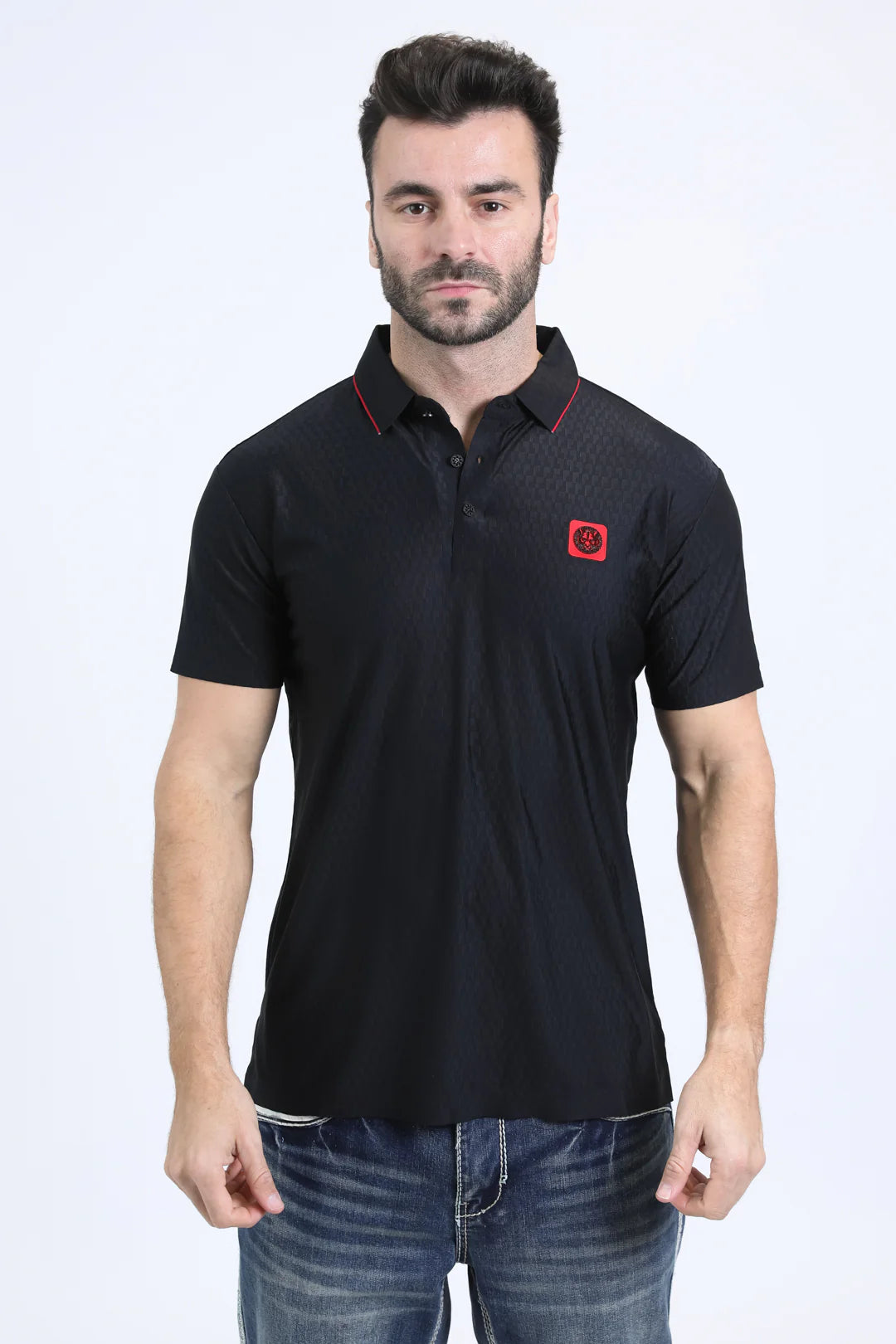 Platini Men’s Cotton Modern Fit Stretch Black Polo